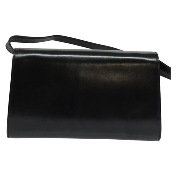 GUCCI Shoulder Bag Leather Black Gold Auth 140948 - Picture 3 of 16